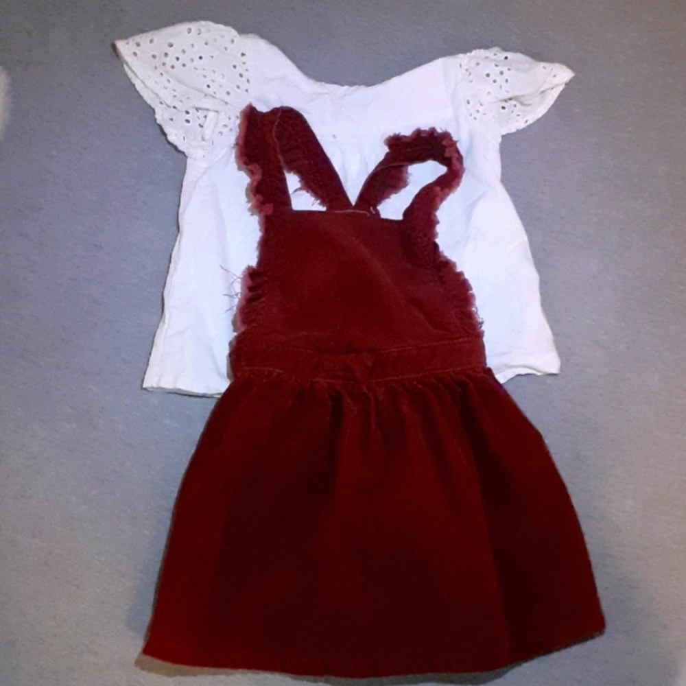 Girls size 3T red dress and shirt set